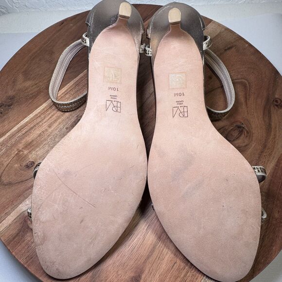 Pelle Moda Vero Cuoio Metallic Rhinestone Ankle Strap Kitten-Heel Size 10 - Picture 11 of 11